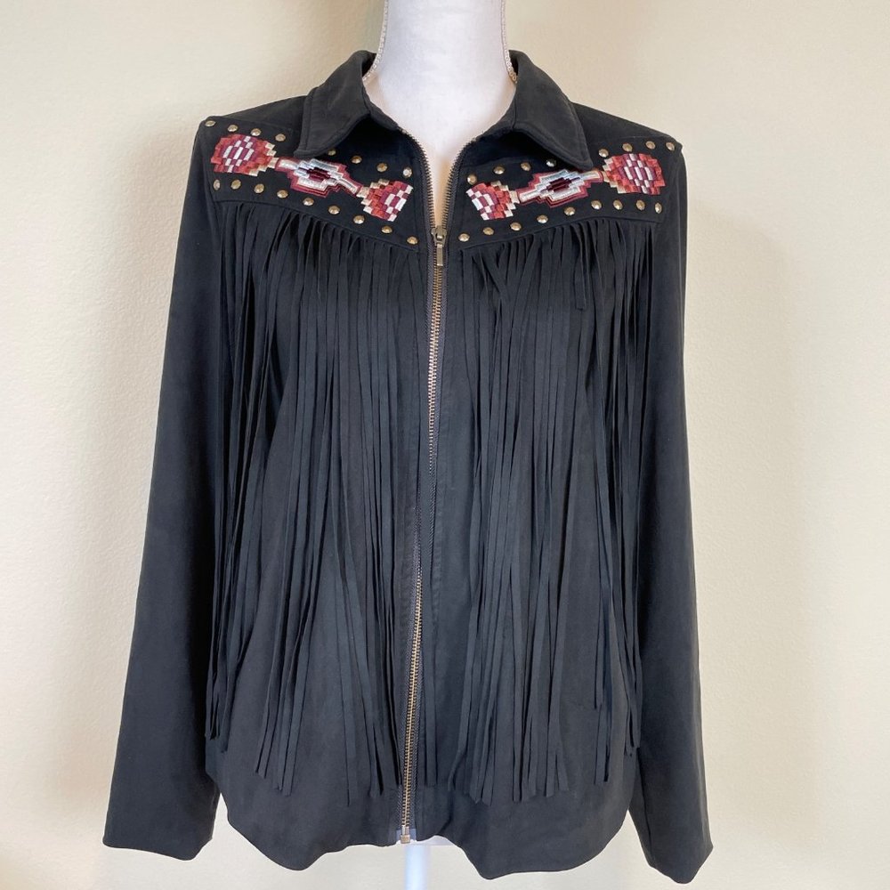 Idlewind Miranda Lambert Jacket Fringe Black Embroidered Studded Festival Coat